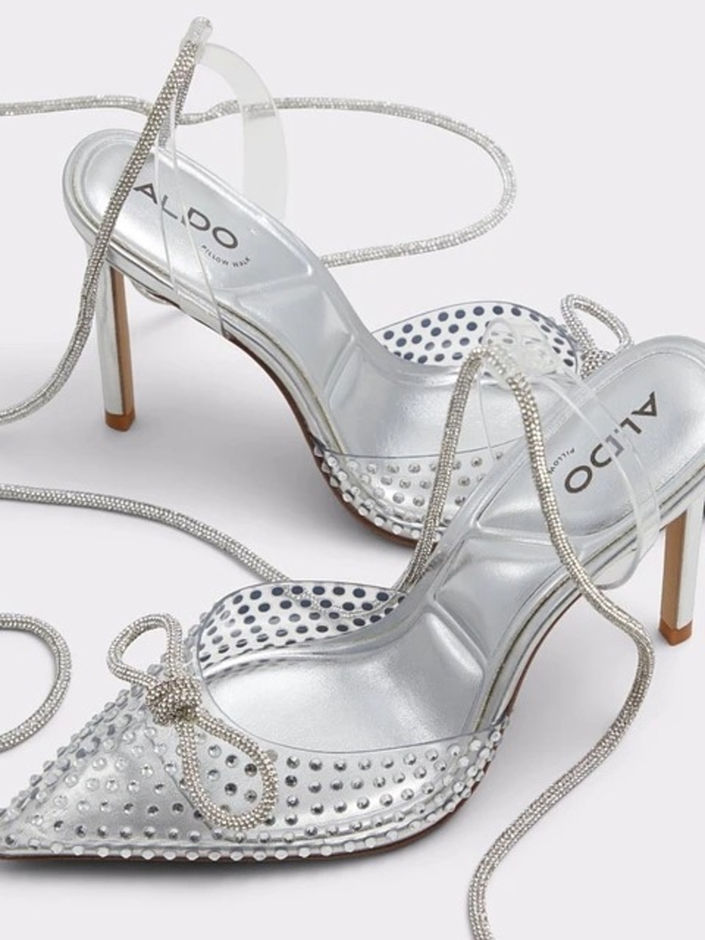 ALDO Silver Crystal Embellished Strappy Heels